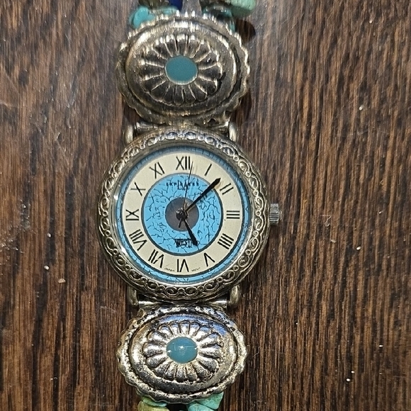 L A EXPRESS Accessories - L A Express Silver and Turquoise Watch with Roman Numerals